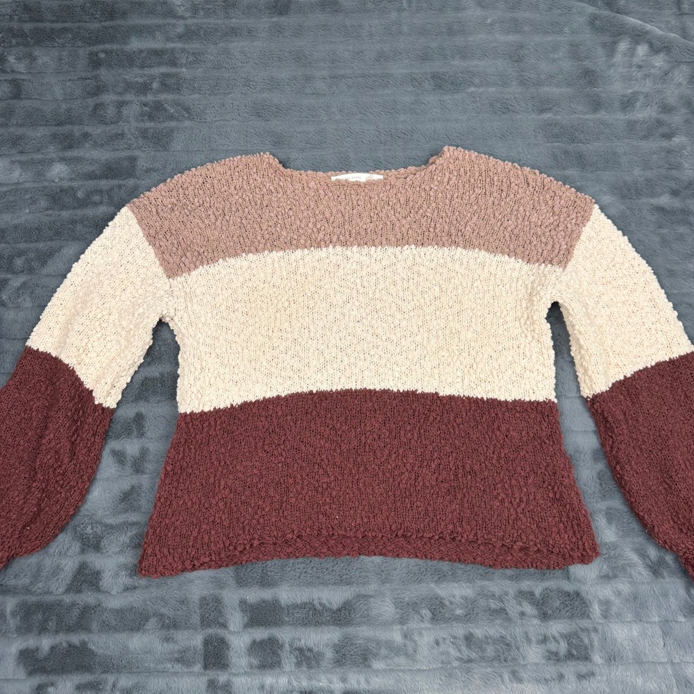 Altar'd State Popcorn Knit Colorblock Sweater Mauve Cream Burgundy CR1391AS-23 S